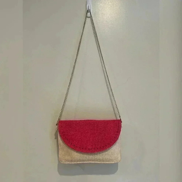 Escada Sorbetto Rosso Watermelon Straw Handbag/Purse/Crossbody - Picture 1 of 6